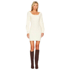 MORE TO COME Simone Cable Knit Dress In Cream Women's Size L NWOT